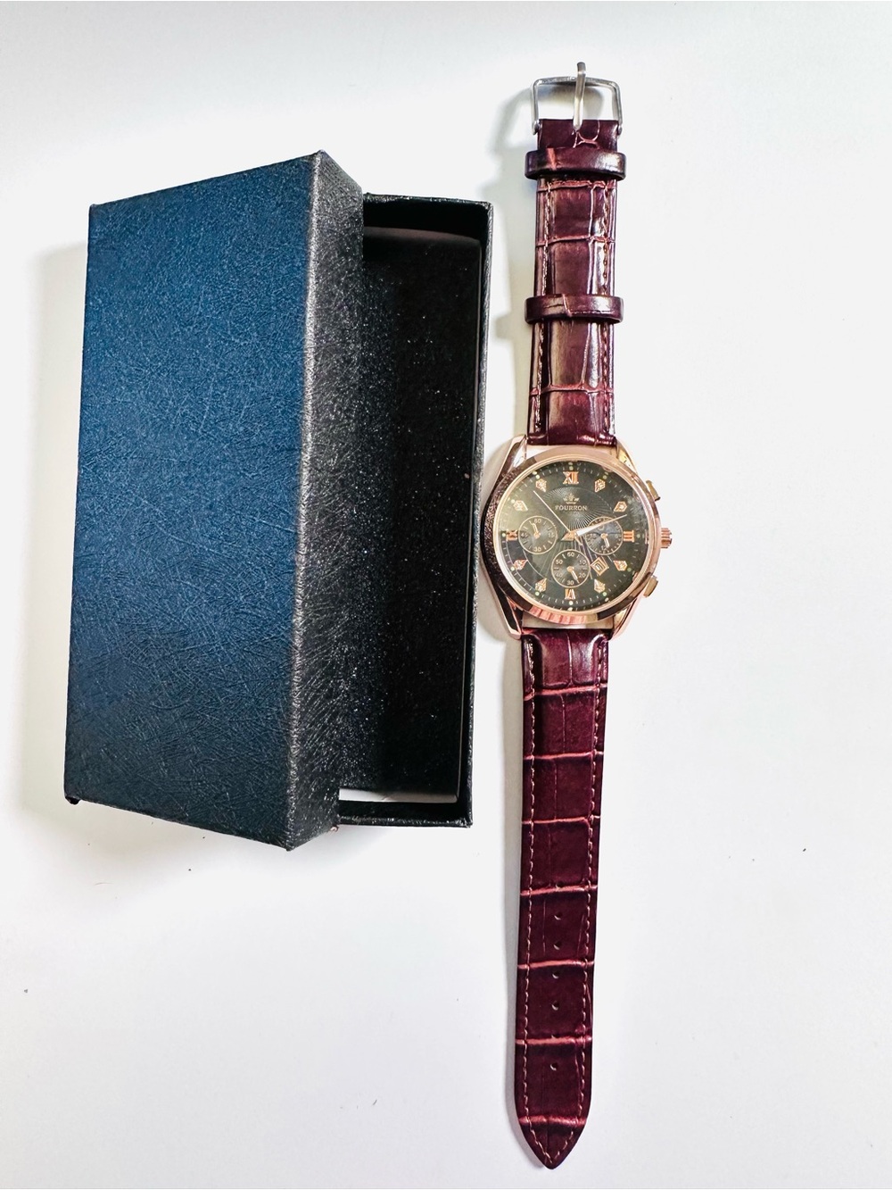 NEW/ FOURRON CHRONOGRAPH WATCH Men’s Watch/Leather Strap UNTESTED